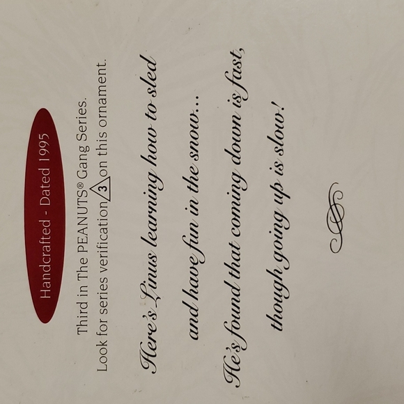 The Peanuts Gang LINUS @1995 Hallmark Keepsake ornament Collector's Series NIB - Picture 3 of 8